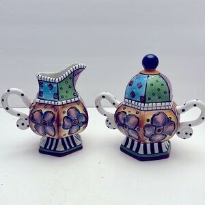 Prospero Designworks Sugar & Creamer Flowers & Polka Dots